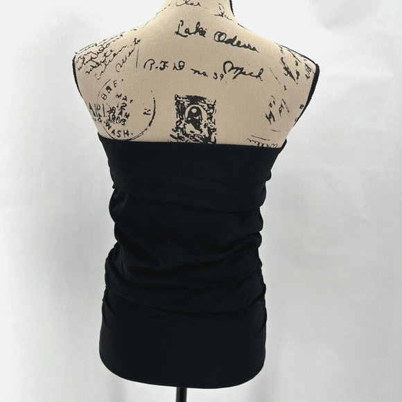 SPRWMN Strapless Top Womens S Black Knit Ruched Sides Date Night Club Party Glam - Picture 3 of 8